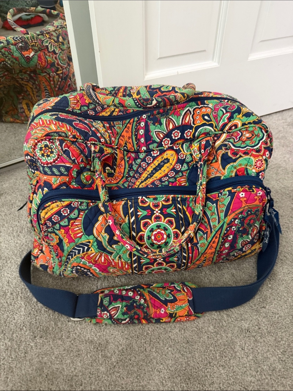 Vera Bradley Paisley Quilted Travel Bag in Navy Multi
